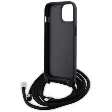 Husa Karl Lagerfeld Crossbody Saffiano Metal Pin Karl &amp; Choupette case for iPhone 15 Plus - black