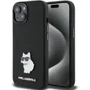 Husa Karl Lagerfeld Silicone Choupette Metal Pin case for iPhone 15 Plus / 14 Plus - black