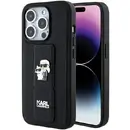 Husa Karl Lagerfeld Gripstand Saffiano Karl&amp;Choupette Pins case for iPhone 15 Pro Max - black