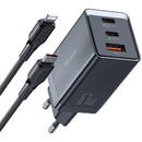 Incarcator de retea Mcdodo CH-1544 GaN wall charger, 2x USB-C, 1x USB, 67W + USB-C to USB-C cable (black)
