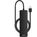 Hub Baseus UltraJoy 4-in-1 Lite, USB-A la 4xUSB-A 3.0, 5Gbps, Negru cu cablu de 100cm