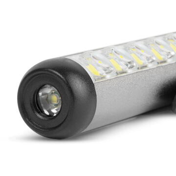 Phenom Lanternă LED - cu modul lumină de lucru - baterie de 400 mAh - XPE + LED SMD - 500 lm - IP55 - argintiu
