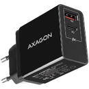 Incarcator de retea AXAGON Dual USB 5V 3A + 1x Quick Charge3.0, 22W, Negru
