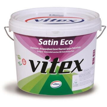 Vopsea lavabila cu proprietati antimicrobiene si finisaj satinat, VITEX Satin Eco, alb, 10L