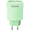 Incarcator de retea Hama Design Line, 2x USB, 3.4A, Green