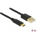 Cablu de date Delock USB 2.0 tip A, USB Type-C 2.0, 4 m, Negru