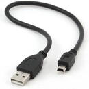 Cablu alimentare si date Gembird 2.0 (T) la Mini-USB 2.0 (T), 30cm, conectori auriti, Negru, CCP-USB2-AM5P-1