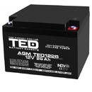 Ted Electric Acumulator AGM VRLA 12V 26A dimensiuni 165mm x 175mm x h 126mm M5 TED Battery Expert Holland TED003638 (1)