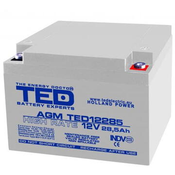 Ted Electric Acumulator AGM VRLA 12V 28,5A High Rate 165mm x 175mm x h 126mm mm M5 TED Battery Expert Holland TED003447 (1)