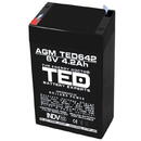 Ted Electric Acumulator AGM VRLA 6V 4,2A dimensiuni 70mm x 48mm x h 101mm F1 TED Battery Expert Holland TED002914 (20)