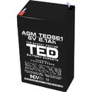 Ted Electric Acumulator AGM VRLA 6V 6,1A dimensiuni 70mm x 48mm x h 101mm F1 TED Battery Expert Holland TED002938 (20)