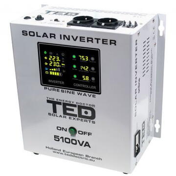 Invertor Solar Fotovoltaic Monofazat Off-Grid Ted Electric 48V 5100VA 3500W MPPT cu unda sinusoidala pura
