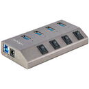 StarTech.com 4-Port Self-Powered USB-C Hub with Individual On/Off Switches, USB 3.0 5Gbps Expansion Hub w/Power Supply, Desktop/Laptop USB-C to USB-A Hub, 4x BC 1.2 (1.5A), USB Type C Hub - USB-C/A Host Cables (5G4AIBS-USB-HUB-EU) - hub - 4 ports