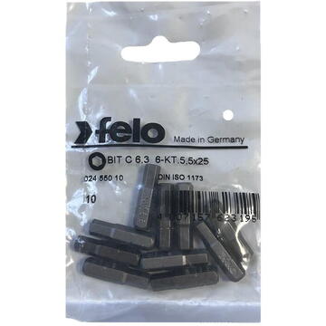 Set 10 biti Felo, seria Industrial profil HEX, C6.3, HX5.5, 25mm
