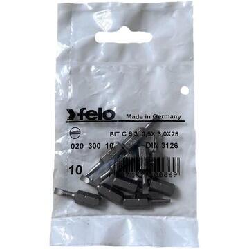 Set 10 biti Felo, seria Industrial profil Drept, C6.3, 3.0x0.5mm, 25mm