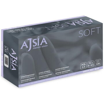 Manusi nitril AJSIA Soft, unica folosinta, nepudrate, 0.09mm, 100 buc/cutie - albastre - marime M
