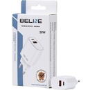 Incarcator de retea Beline Charger 20W USB-C + USB-A white