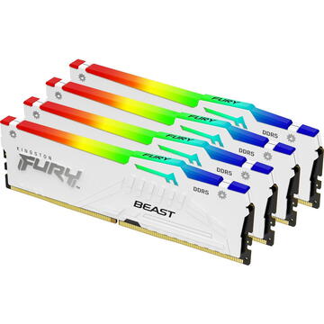 Memorie Kingston Kit Memorie Fury Beast RGB Intel XMP 3.0, 128GB, DDR5-5200MHz, CL40, Quad Channel, Alb
