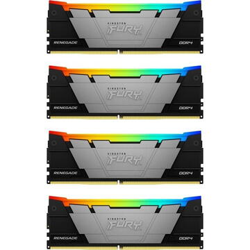 Memorie Kingston Kit Memorie Fury Renegade RGB Intel XMP 2.0, 32GB, DDR4-3600MHz, CL16, Quad Channel, Negru