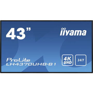 Monitor LED Iiyama LH4370UHB-B1 43inch 3840x2160pixeli  Negru