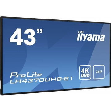 Monitor LED Iiyama LH4370UHB-B1 43inch 3840x2160pixeli  Negru