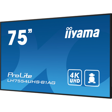 Monitor LED Iiyama LH7554UHS-B1AG 75inch 4K UHD  3840x2160 pixeli Negru