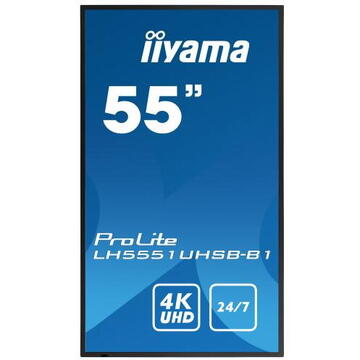 Monitor LED Iiyama LH5551UHSB-B1 55 inch 3840x2160 pixeli Negru
