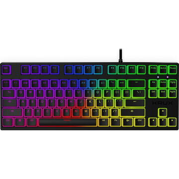 Tastatura KRUX Atax PRO RGB Pudding Gateron, RGB, Cu fir, USB, Layout US, Negru