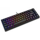 Tastatura KRUX ATAX 65% Pro RGB Outemu, RGB, Cu fir, USB, Layout US, Negru