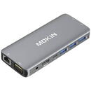 Mokin 10 in 1  USB-C to 3x USB 3.0 + USB-C charging + HDMI + 3.5mm audio + VGA + 2x RJ45 + Micro SD Reader Argintiu