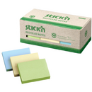 Accesorii birotica Stick'n Notes autoadeziv 38 x 51 mm, 12 x 100 file/set, Stick"n - 3 culori pastel - hartie reciclata