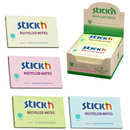 Accesorii birotica Stick'n Notes autoadeziv 76 x 127 mm, hartie reciclata, 100 file, 12 buc/cutie, Stick"n – 4 culori pastel