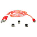 LTC CABLU 1M 3IN1 TIP C/IPHONE/MICRO USB ILUMINAT LED ROSU