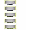 Aparat de barbierit Rezerva OneBlade QP250/50, otel inoxidabil, umed si uscat, kit 5 lame,compatibil cu Philips OneBlade si OneBladePro, Verde