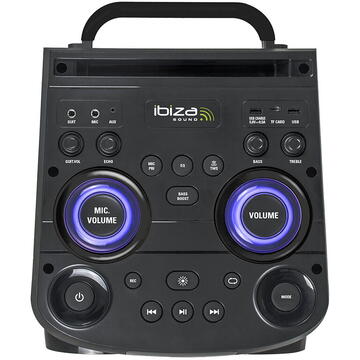 Boxa portabila Ibiza Sound 2X10" BLUETOOTH / AUX/USB + MIC WIRELESS UHF