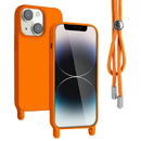 Husa Lemontti Husa Silicon cu Snur iPhone 13 Portocaliu (protectie 360°, material fin, captusit cu microfibra)