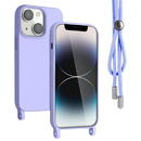 Husa Lemontti Husa Silicon cu Snur iPhone 13 Mov (protectie 360°, material fin, captusit cu microfibra)