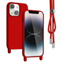 Husa Lemontti Husa Silicon cu Snur iPhone 14 Rosu (protectie 360°, material fin, captusit cu microfibra)
