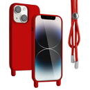 Husa Lemontti Husa Silicon cu Snur iPhone 13 Rosu (protectie 360°, material fin, captusit cu microfibra)