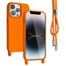 Husa Lemontti Husa Silicon cu Snur iPhone 13 Pro Portocaliu (protectie 360°, material fin, captusit cu microfibra)