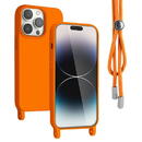 Husa Lemontti Husa Silicon cu Snur iPhone 14 Pro Portocaliu (protectie 360°, material fin, captusit cu microfibra)