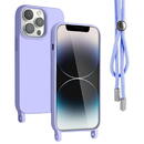 Husa Lemontti Husa Silicon cu Snur iPhone 13 Pro Mov (protectie 360°, material fin, captusit cu microfibra)