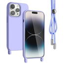 Husa Lemontti Husa Silicon cu Snur iPhone 14 Pro Mov (protectie 360°, material fin, captusit cu microfibra)