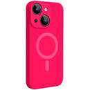 Husa Lemontti Husa Liquid Silicon MagCharge iPhone 15 Roz Neon (protectie 360°, material fin, captusit cu microfibra)