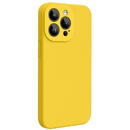 Husa Lemontti Husa Liquid Silicon MagCharge iPhone 15 Pro Galben (protectie 360°, material fin, captusit cu microfibra)