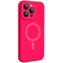 Husa Lemontti Husa Liquid Silicon MagCharge iPhone 15 Pro Roz Neon (protectie 360°, material fin, captusit cu microfibra)