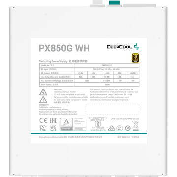 Sursa Deepcool Sursa PX850-G WH, 850W, 80 PLUS Gold, modular, format ATX 12V V3.0, Alb