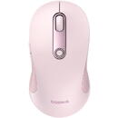 Mouse Baseus F02 PC sau NB wireless, 2.4GHz si Bluetooth, optic, 800/ 1200/1600 dpi,butoane/scroll 3/1, roz
