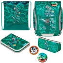 Herlitz FiloLight Plus Heavy Metal, school bag (green/grey, incl. filled 16-piece school case, pencil case, sports bag)