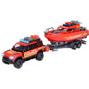 Majorette Land Rover fire engine with boat, toy vehicle